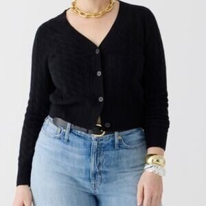 J.Crew Cashmere Shrunken Cableknit VNeck Cardigan Sweater Size XS, tag removed